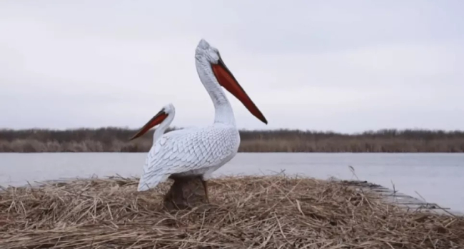 На Одещині встановили штучних птахів, щоб привабити пеліканів